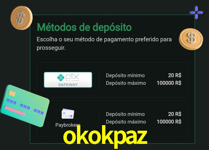 O cassino okokpaz oferece uma grande variedade de métodos de pagamento